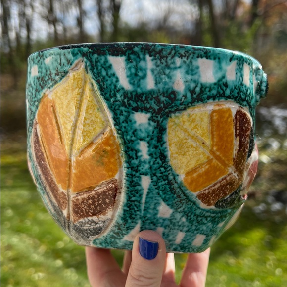 Vintage Bitossi Italian Fratelli Fanciullacci Floral Leaf Basket with Handles - Picture 11 of 16